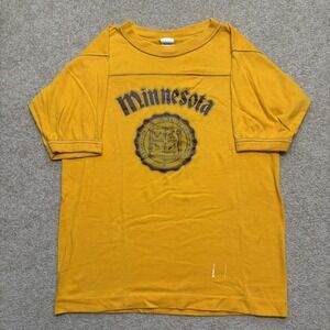 Vtg 70s University Of Minnesota Shirt Mens Medium Gold Crest Made USA Gophers